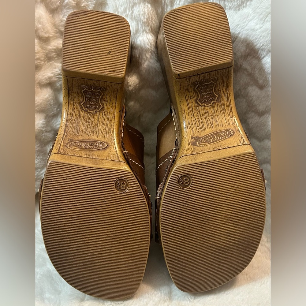 LOWER EAST SIDE Brown Leather chunky block Mule Clog women’s size 8.5 - Picture 10 of 10